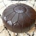 Couple of 2 Leather FLOOR PILLOW ( Pouf )  :hand stitched / embroidered  BR