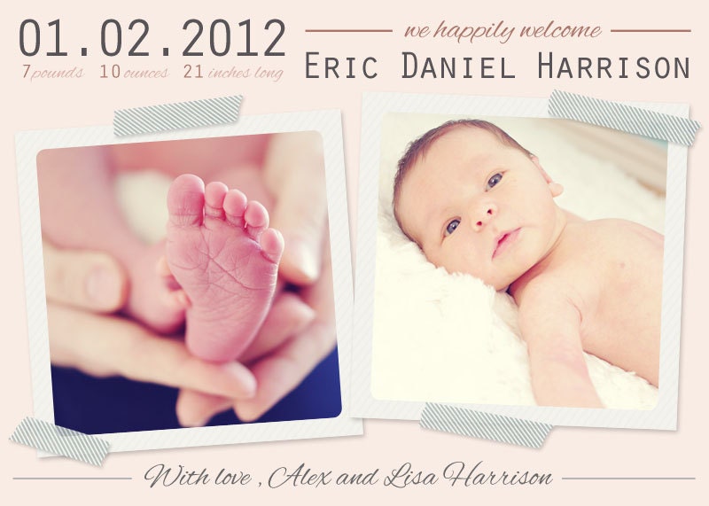 Custom Photo Birth Announcement - Instagram series "soft vintage"