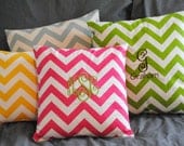 small chevron monogrammed throw pillow SLIPCOVER with zipper pink yellow blue green gray (pillow not included)