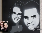 Customizable Couples Portrait Spray Painting, 12"x12" Canvas - Made to Order