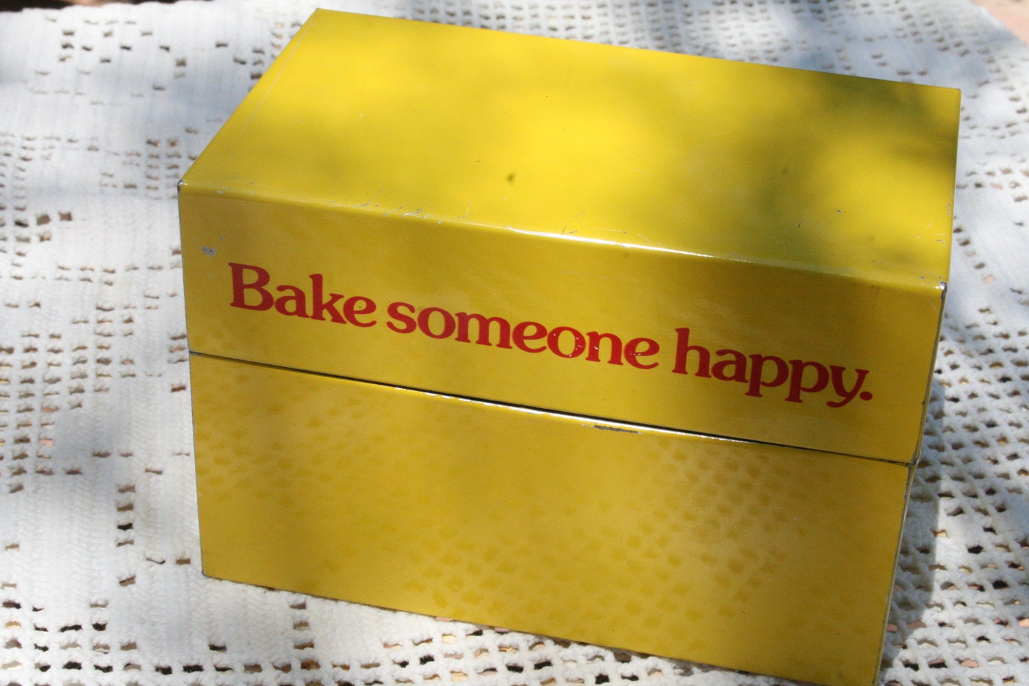 Bake Someone Happy, Fleischmanns Recipe Box, Metal Recipe Box, 1970's