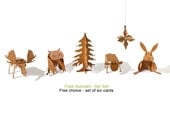free choice set, 6 cards - postcard wood