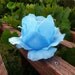 Mother's Day Gift, Handmade Tealight/Votive Holder, Blue Faux Rose, Glass Holder