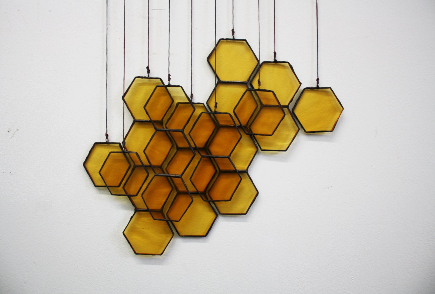 Stained Glass Honeycomb Drops (set of 10) - BespokeGlassTile
