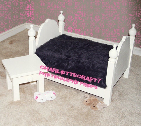 Photography Prop Newborn Baby Complete Royal Bed Nightstand Set Photo Prop