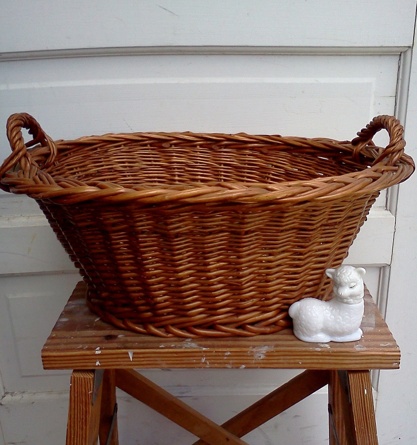 Vintage Wicker Laundry Basket