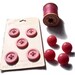 Vintage Pink Buttons and Wood spool thread Sewing Supplies