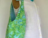 Women's Handmade Fabric Purse, Reversible Paisley with Lots of Pockets, Medium Shoulder Tote Bag with Adjustable Straps