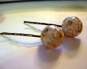 Bobby Hair Pins Golden Glitter Resin (set of 2)