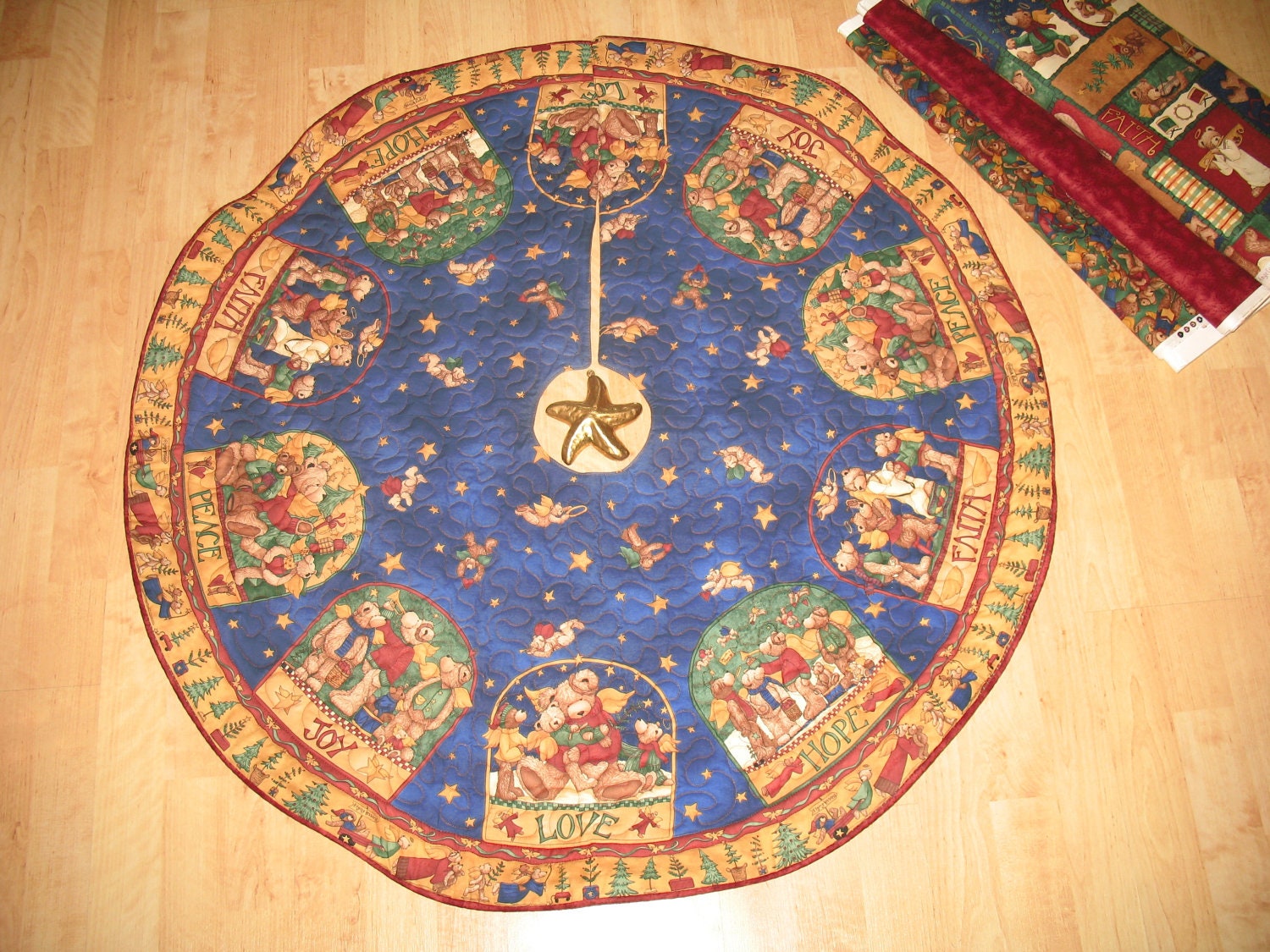 Christmas Tree Skirt Quilt  -  Joyful Angels  Reversible  -  96