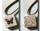 stone tile butterfly pendant (double sided)