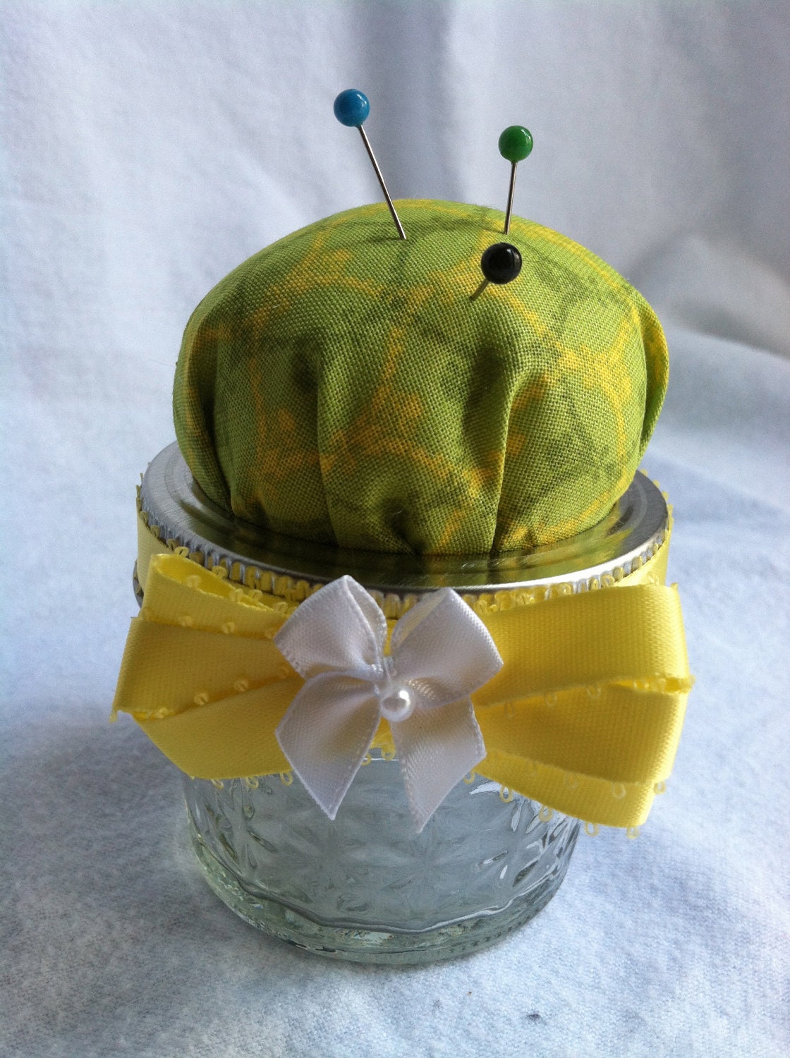 Pin Cushion Jar - Bright Green
