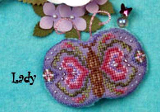 Just Nan Cross Stitch Partial Kit, Needle Flutters, Lady with Embellishment Pack Included