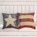 Burlap Pillow Set - Flag Pillows - Beach House Cabin Decor - 16 x 16 Inches - Family Room - Custom Order - Patriotic