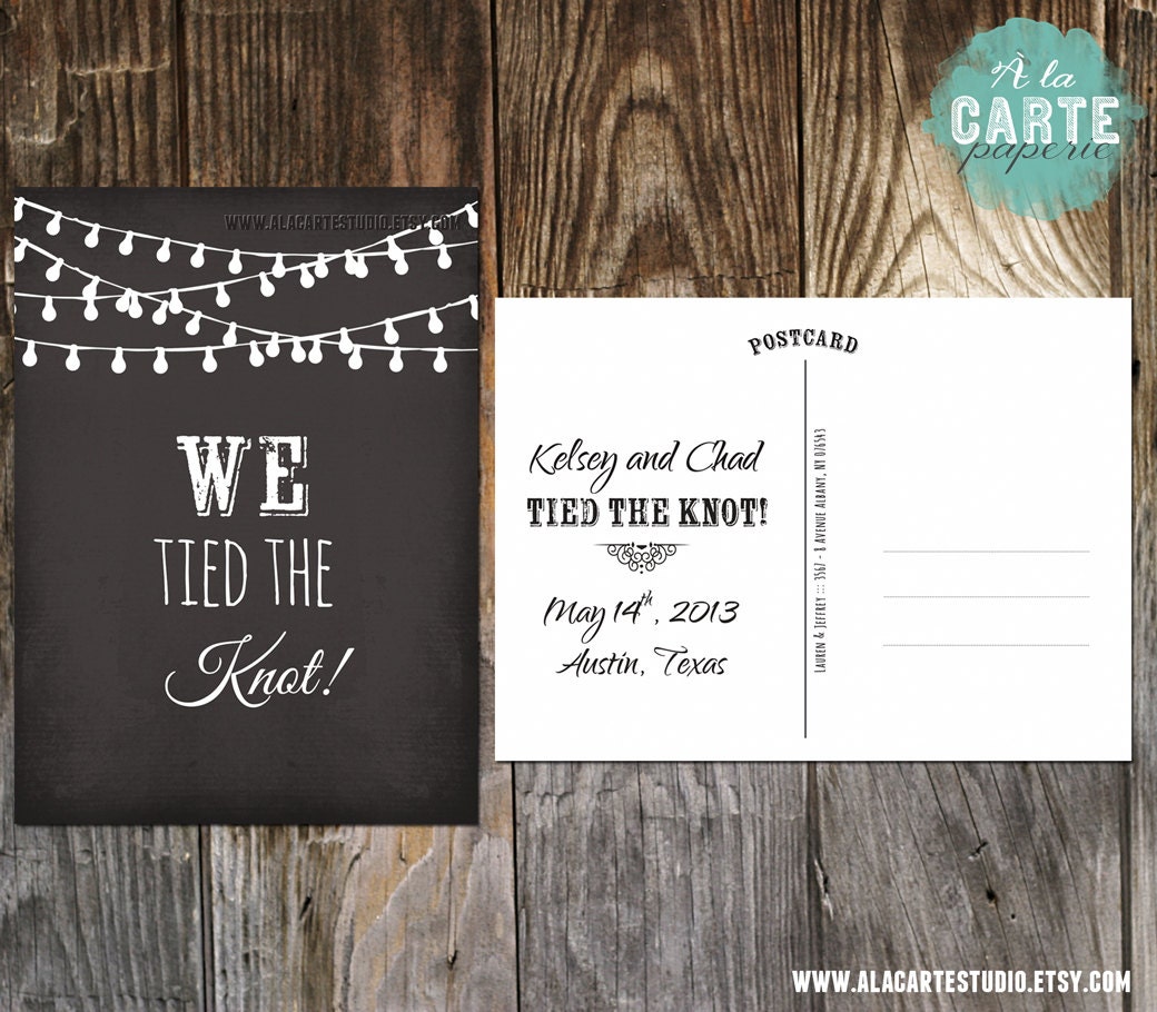 Wedding Announcement - Chalkboard Card - Tied the Knot