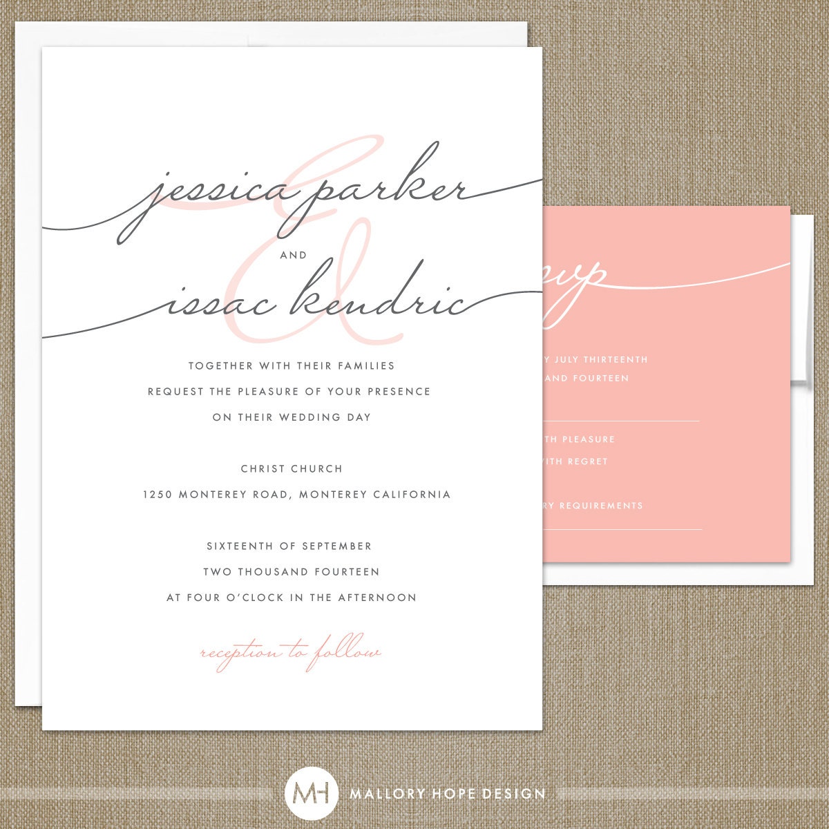 Handwriting Simplicity Modern Wedding Invitation & RSVP Set - CUSTOMIZE Colors and Content - Digital Design Files