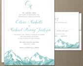 Mountain Range Modern Wedding Invitation & RSVP Set - CUSTOMIZE Colors and Content - Digital Files OR Printed Sets