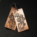 Etched Copper  - rustic earrings, flowers ornament, metalwork