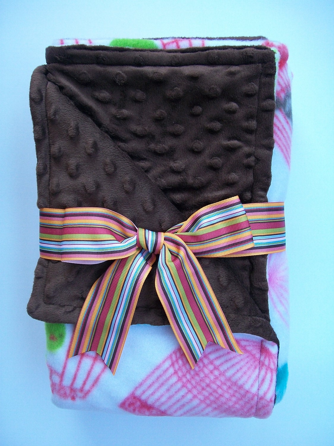 Beautiful Birds Cuddle Fleece & Chocolate Brown Minky Blanket