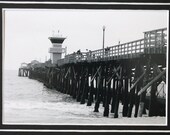 5 x 7 matted photo Seal Beach Pier, California, Beach, black and white