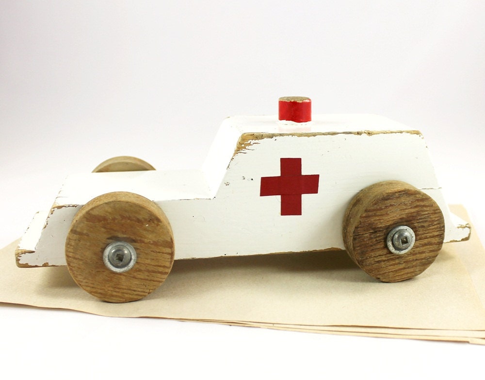Vintage Homemade Ambulance Toy