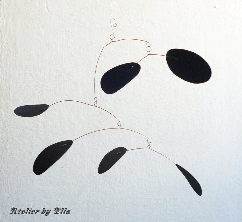 Hanging Art Mobile 6 black pieces