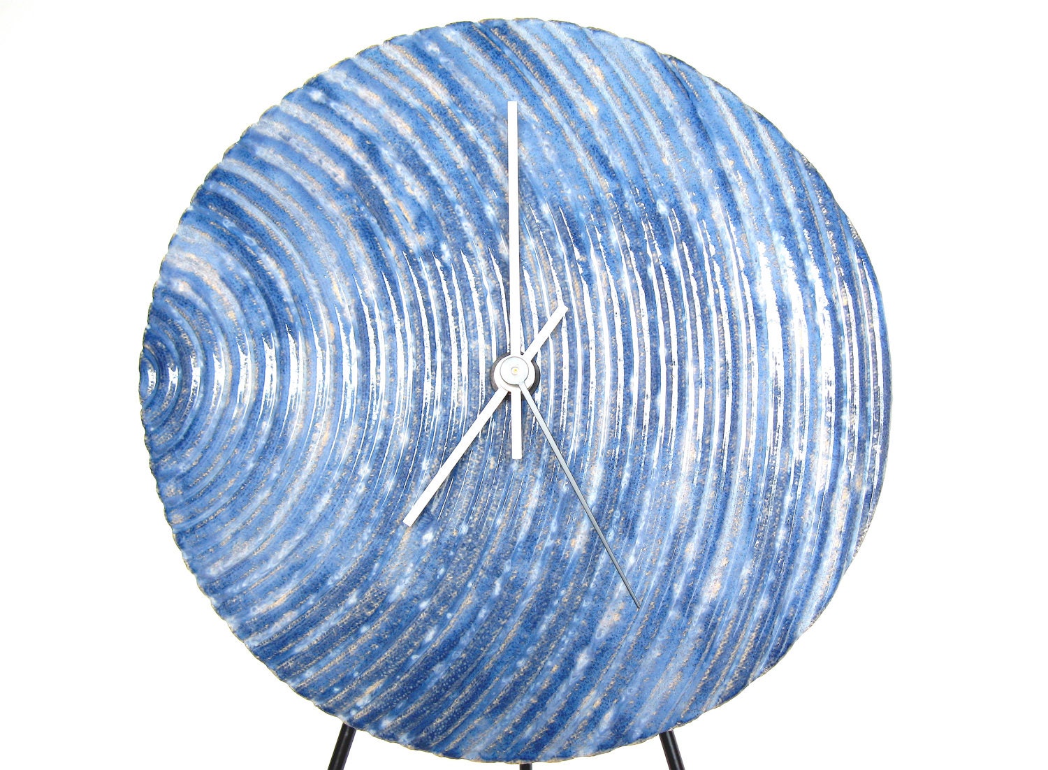 Wall Clock in Cloudy Skies, abstract modern ceramic stoneware wall hanging art clock home decor housewares