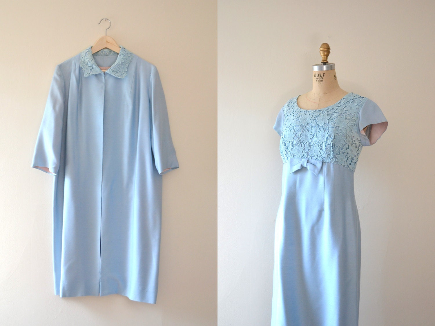 60s dress / 1960s vintage dresses / blue dress