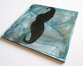 Original small mustache watercolor and acrylic painting