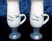 Seagull Coffee Mugs Pair Lot of Two Espresso Latte Cappuccino