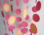 Birthday Party Decorations, Pink Garland, Flowers