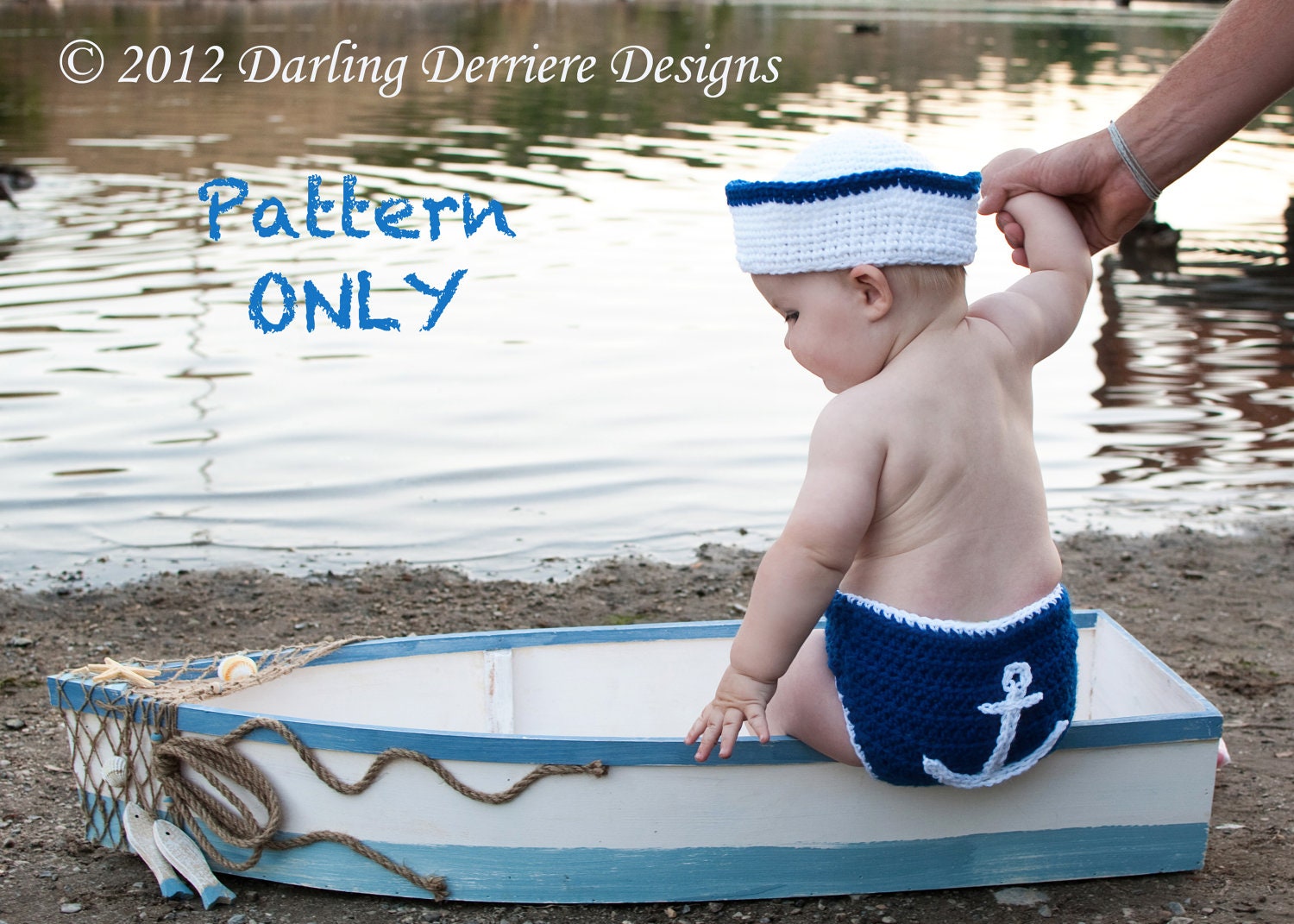 PDF Instant Download Sailor Hat, Nautical Headband, and Anchor Diaper Cover PATTERN