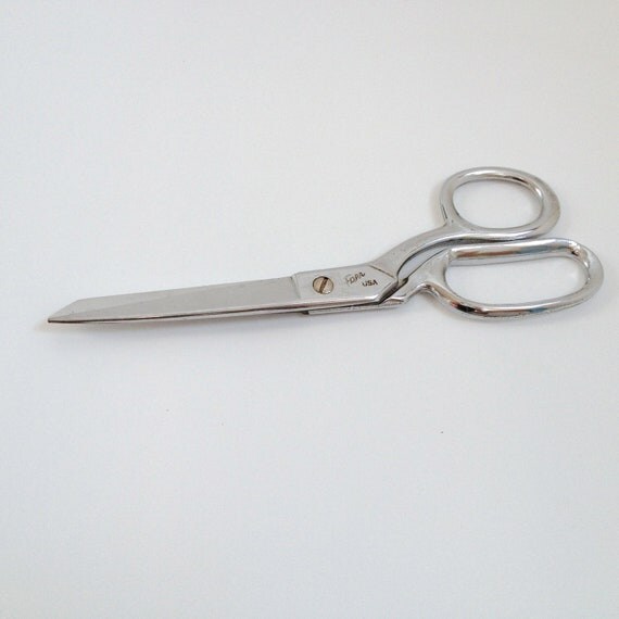 Vintage Silver Metal Scissors by Farr USA Sewing by HalfBrother