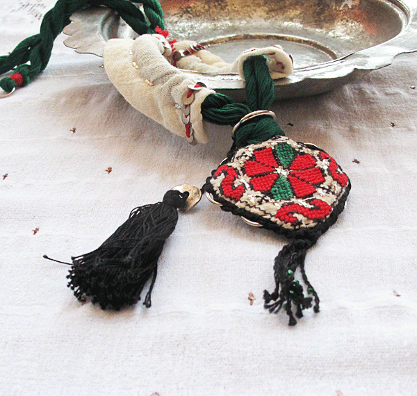 Vintage Embroidered Necklace-100-year-embroidery-ethnic necklace-TURKISH ancestors-traditional handmade embroidery, handmade necklace