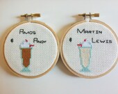 Pulp Fiction 5 Dollar Milkshake Cross Stitch Art, set of 2 - 3"