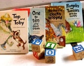 Vintage children's books, set of four, Reader's Digest, My First Library letters, numbers, time and nature books, 4 x 6 inch, 1980
