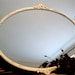 Vintage ornate oval brass mirror, cottage chic, flowers and leaves, Antique White chippy paint, Up scaled, 14 x 24 inches tall