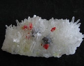 Mineral Specimen - Realgar, Quartz, Galena - Palomo Mine, Julcani Dist., Huancavelica Dept., Peru