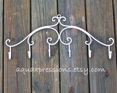 Wall Hook Hanger /White /Metal Decor /Jewelry /Bath Towel /Diaper Bag /Cottage Chic /Bedroom /Mud room /Laundry Room /Key Hanger /Coat Rack