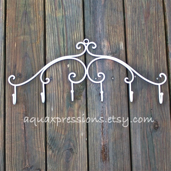 Wall Hook Hanger /White /Metal Decor /Jewelry by AquaXpressions