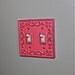 Laguna Green Decorative Light Switch Plate/ Double Switch Cover/ Fleur de lis/ Bright Cast Iron/ Painted Metal/ Shabby Chic /Distressed