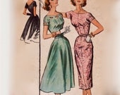 Vintage 50s Sewing Pattern - Slim Skirt Wiggle Dress or Full Skirt Cocktail Dress with Cut Out Neck & Sleeves - 1956 McCall's 3971, Bust 36