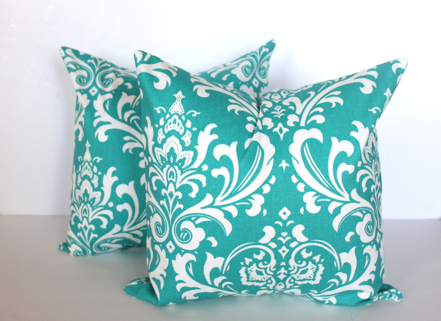 ONE - 20 x 20 Turquoise Damask Pillow Cover - Premier Prints