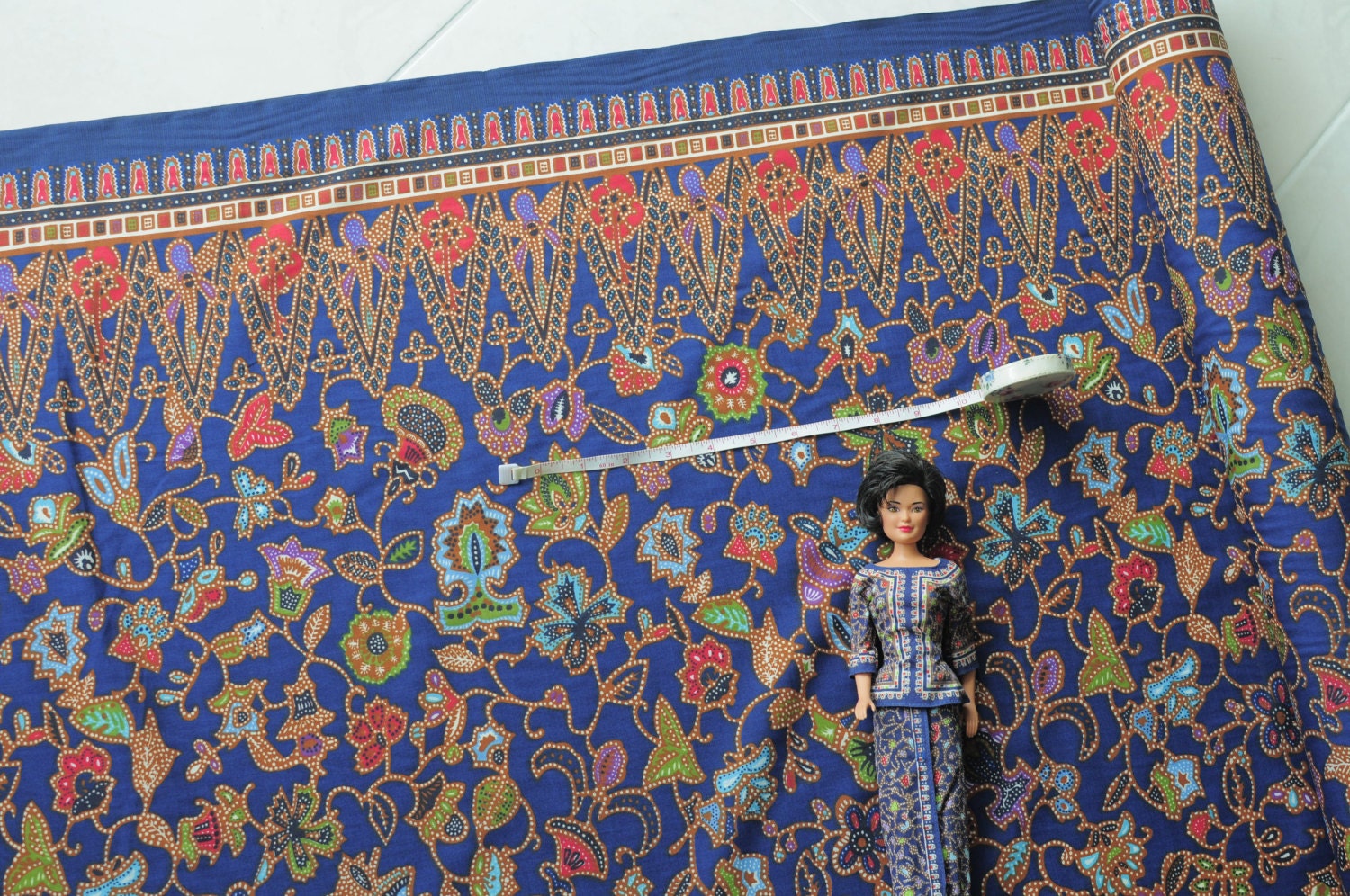 100% Original Singapore Airline/SIA Stewardess Uniform Batik Fabric -Blue RARE Pierre Balmain