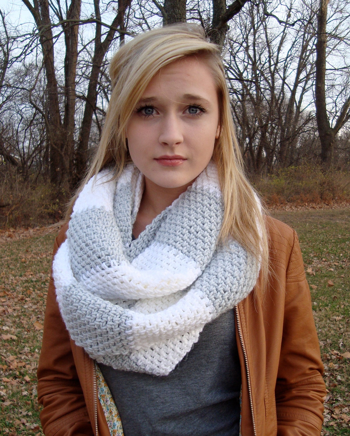 Instant Download - CROCHET SCARF PATTERN Rugby Stripe Circle Scarf
