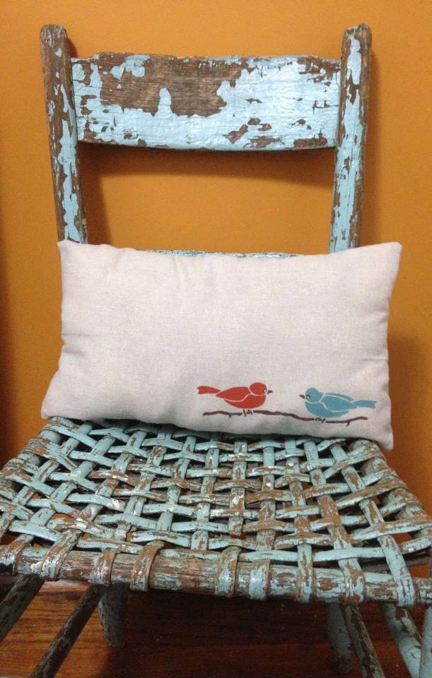 Two birds on limb pillow - two love birds, housewarming gift, small pillow