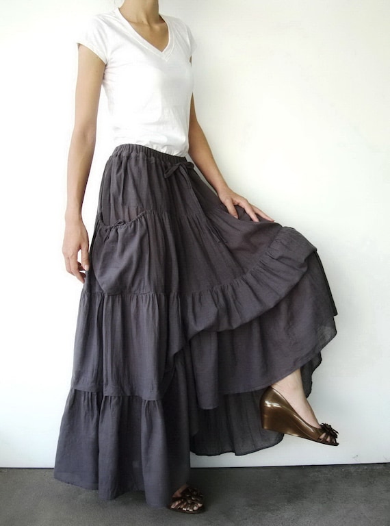 NO.42 Grey Cotton Maxi Skirt (2 Options skirt)