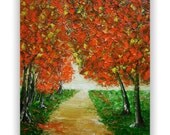 Original Painting, Oil on Canvas, Modern contemporary art, Palette knife, Autumn painitng, Trees Painting