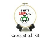 Mario Bros Mushroom - I Hate 1UPers Cross Stitch KIT