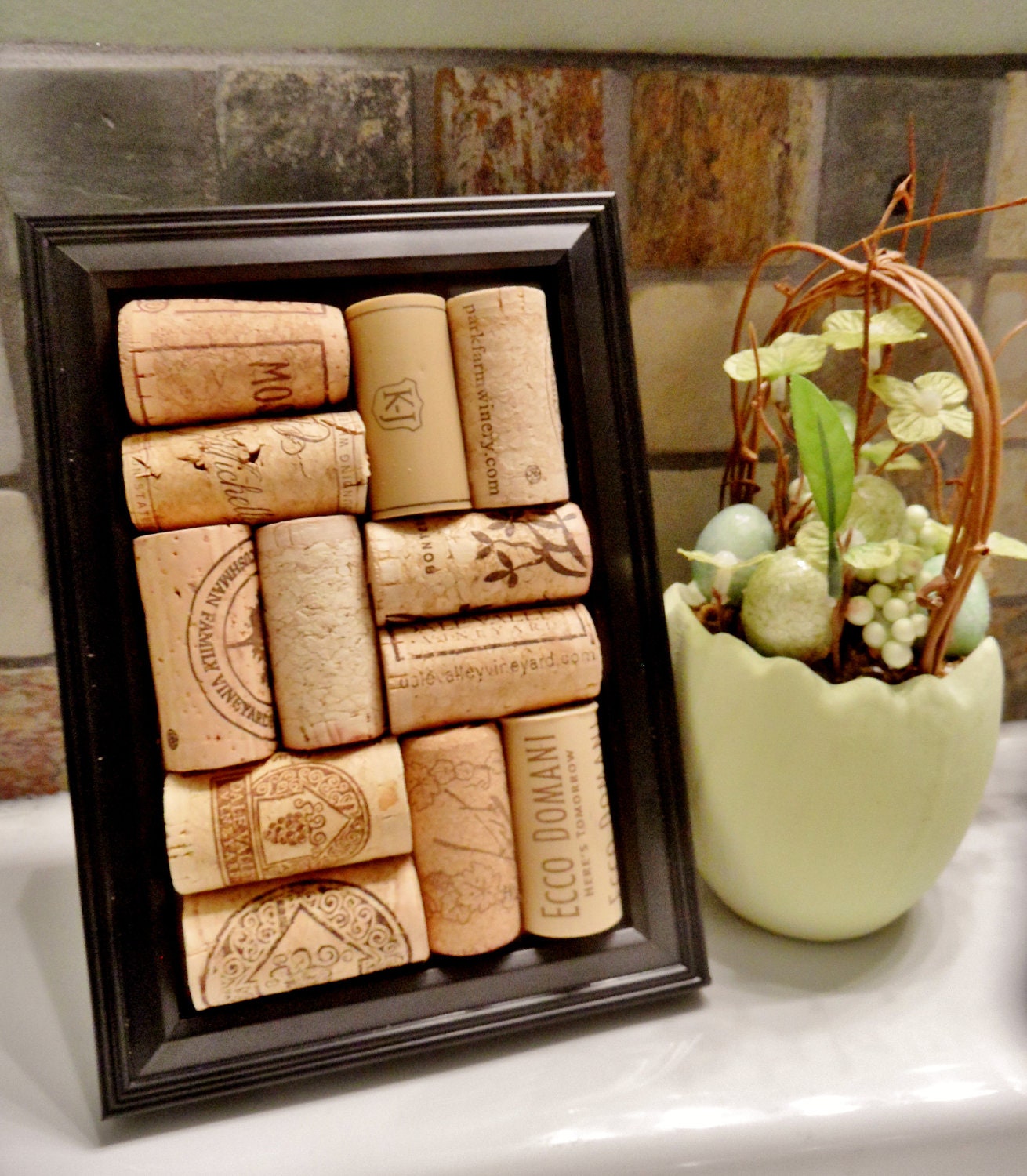 Onyx Framed Wine Cork Decor / Corkboard